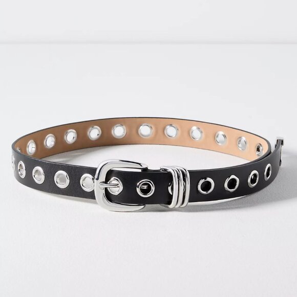 NWT Anthropologie‎ Sz M Grommet Moto Chocolate Brown Suede Leather Belt Western